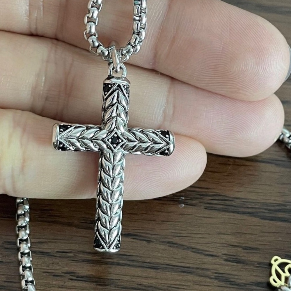 David Yurman Silver and Black Cross Necklace